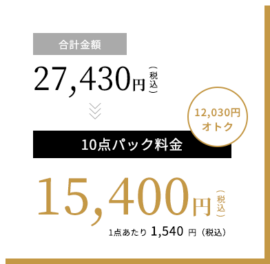 一番人気な10点パックの利用例